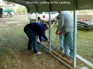 Shannon working on barn